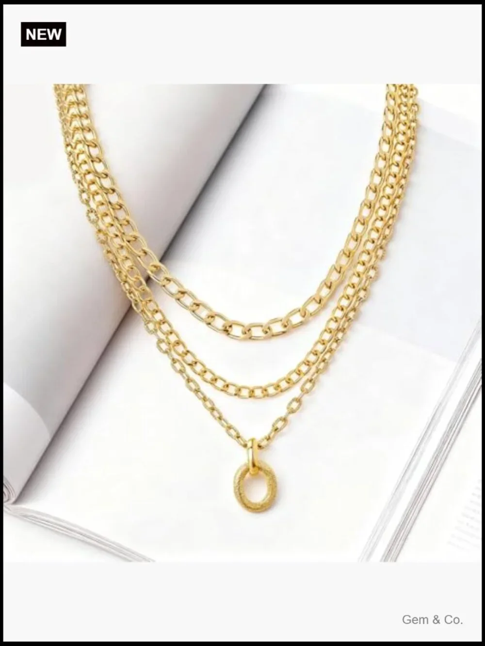 Chunky Chain Layered Necklaces Set Heart Pendant Trendy Statement Jewelry